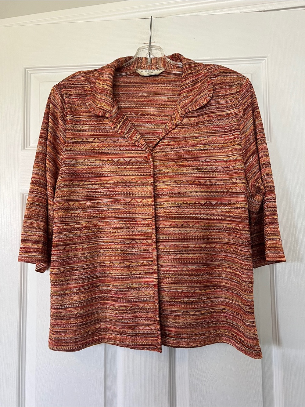 Allison Daley Striped Multicolor Cardigan - Rust, Gold, Brown